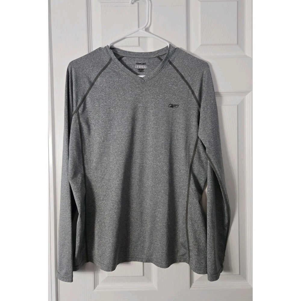 RBK Boys Size XL Vneck Pullover Athletic Long Sleeve Top Grey